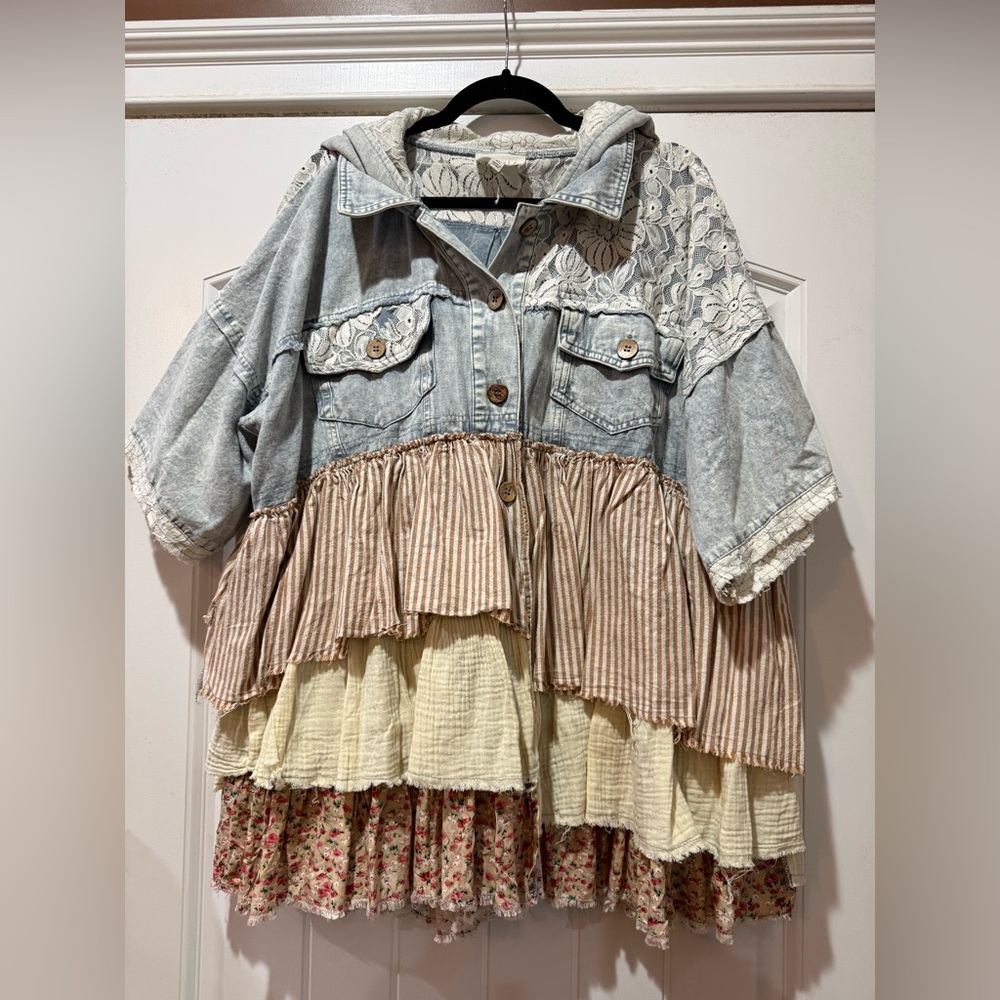 Oli & Hali Blue Denim with Lace Detail - Picture 2 of 10